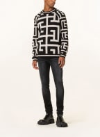 BALMAIN Sweater with merino wool and linen, Color: BLACK/ CREAM (Image 1)