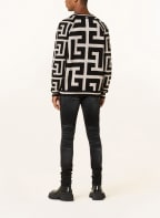 BALMAIN Sweater with merino wool and linen, Color: BLACK/ CREAM (Image 1)