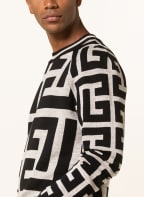 BALMAIN Sweater with merino wool and linen, Color: BLACK/ CREAM (Image 1)