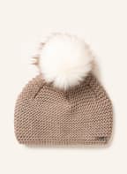 CAPO Beanie FLORA with faux fur pom-pom, Color: TAUPE (Image 1)