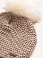 CAPO Beanie FLORA with faux fur pom-pom, Color: TAUPE (Image 1)