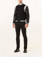 VALENTINO Bomber jacket in mixed materials with rivets, Color: BLACK/ WHITE (Image 1)