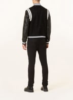 VALENTINO Bomber jacket in mixed materials with rivets, Color: BLACK/ WHITE (Image 1)