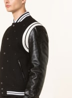 VALENTINO Bomber jacket in mixed materials with rivets, Color: BLACK/ WHITE (Image 1)