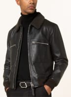 TOM FORD Leather bomber jacket with real fur, Color: BLACK (Image 1)
