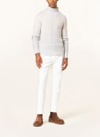 FTC CASHMERE Cashmere-Pullover, Farbe: CREME/ HELLGRAU (Bild 1)