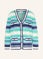 CLAUDIE PIERLOT Strickjacke MAXIKLASS aus Frottee, Farbe: HELLBLAU/ HELLGRÜN/ DUNKELBLAU (Bild 1)