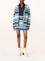 CLAUDIE PIERLOT Strickjacke MAXIKLASS aus Frottee, Farbe: HELLBLAU/ HELLGRÜN/ DUNKELBLAU (Bild 1)