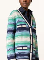 CLAUDIE PIERLOT Strickjacke MAXIKLASS aus Frottee, Farbe: HELLBLAU/ HELLGRÜN/ DUNKELBLAU (Bild 1)