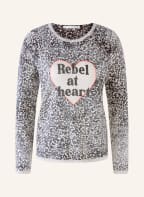oui Pullover mit Schmucksteinen, Farbe: SCHWARZ/ WEISS (Bild 1)