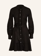 120%lino Leinenkleid mit Lochspitze, Farbe: SCHWARZ (Bild 1)