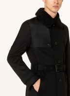 HUGO Mantel MELTON im Materialmix , Farbe: SCHWARZ (Bild 1)