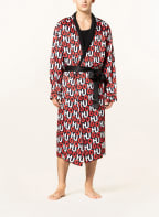 HUGO Men's dressing gown MONOGRAM NIGHTGOWN made of satin, Color: BLACK/ WHITE/ RED (Image 1)