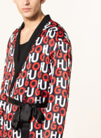 HUGO Men's dressing gown MONOGRAM NIGHTGOWN made of satin, Color: BLACK/ WHITE/ RED (Image 1)