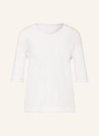 MARC CAIN Shirt blouse with 3/4 sleeve in mixed materials, Color: CREAM (Image 1)
