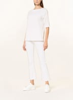 MARC CAIN Shirt blouse with 3/4 sleeve in mixed materials, Color: CREAM (Image 1)