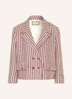GUCCI Tweed-Jacke mit Glitzergarn, Farbe: BEIGE/ DUNKELBLAU/ ROT (Bild 1)
