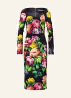 DOLCE & GABBANA Cocktailkleid aus Seide, Farbe: SCHWARZ/ DUNKELGELB/ PINK (Bild 1)