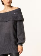 GANNI Off-shoulder sweater with mohair , Color: DARK GRAY (Image 1)