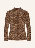 HUGO Long sleeve shirt DIKARAU made of mesh, Color: DARK ORANGE/ BLACK (Image 1)