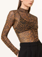 HUGO Long sleeve shirt DIKARAU made of mesh, Color: DARK ORANGE/ BLACK (Image 1)
