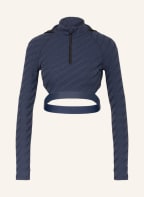 FENDI Cropped long sleeve shirt FENDIRAMA with cut-outs, Color: DARK BLUE (Image 1)