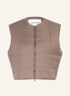 FABIANA FILIPPI Steppweste aus Merinowolle mit Schmucksteinen, Farbe: TAUPE (Bild 1)