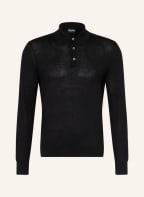 ZEGNA Strick-Poloshirt mit Seide, Farbe: SCHWARZ (Bild 1)