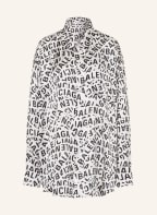 BALENCIAGA Hemdbluse aus Satin, Farbe: HELLGRAU/ SCHWARZ (Bild 1)