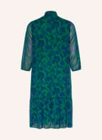 MARINA RINALDI SPORT Tie collar dress with 3/4 sleeves and decorative gems, Color: GREEN/ BLUE/ BLACK (Image 1)