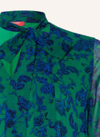 MARINA RINALDI SPORT Tie collar dress with 3/4 sleeves and decorative gems, Color: GREEN/ BLUE/ BLACK (Image 1)