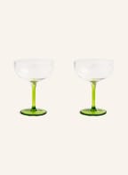 &k amsterdam Set of 2 champagne glasses CHAMPAGNE FLORAL, Color: WHITE/ GREEN (Image 1)