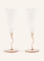&k amsterdam Set of 2 champagne glasses FLUTE CURLY , Color: WHITE/ LIGHT ORANGE (Image 1)