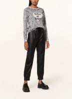 oui Pullover mit Schmucksteinen, Farbe: SCHWARZ/ WEISS (Bild 1)