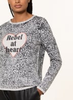 oui Pullover mit Schmucksteinen, Farbe: SCHWARZ/ WEISS (Bild 1)