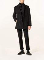 STROKESMAN'S Wool coat with removable trim, Color: BLACK (Image 1)