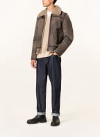 goosecraft Leather jacket LAMMY with real fur, Color: TAUPE (Image 1)