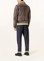 goosecraft Leather jacket LAMMY with real fur, Color: TAUPE (Image 1)