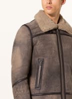 goosecraft Leather jacket LAMMY with real fur, Color: TAUPE (Image 1)