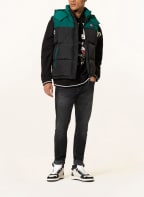 TOMMY JEANS Steppweste ALASKA mit abnehmbarer Kapuze, Farbe: GRÜN/ SCHWARZ (Bild 1)