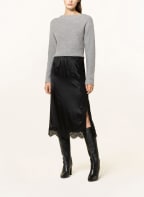 rosemunde Silk skirt with lace, Color: BLACK (Image 1)