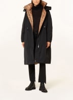 DUNO Oversized-Mantel mit abnehmbarer Kapuze, Farbe: SCHWARZ/ COGNAC (Bild 1)