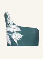 SEAFOLLY One-shoulder bikini top FLEUR DE BLOOM, Color: TEAL/ WHITE (Image 1)