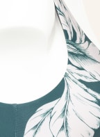 SEAFOLLY One-shoulder bikini top FLEUR DE BLOOM, Color: TEAL/ WHITE (Image 1)