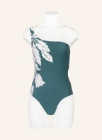 SEAFOLLY One-shoulder swimsuit FLEUR DE BLOOM , Color: DARK GREEN/ CREAM (Image 1)