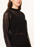 HUGO Long sleeve shirt SAJIMY in mesh, Color: BLACK (Image 1)