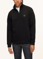 BOSS Half-zip sweater in sweatshirt fabric ZETRUST, Color: BLACK (Image 1)