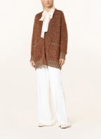 FABIANA FILIPPI Oversized knit cardigan with mohair and glitter thread, Color: COGNAC (Image 1)