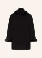 Princess GOES HOLLYWOOD Rollkragenpullover aus Merinowolle mit Kunstpelz, Farbe: SCHWARZ (Bild 1)