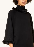 Princess GOES HOLLYWOOD Rollkragenpullover aus Merinowolle mit Kunstpelz, Farbe: SCHWARZ (Bild 1)
